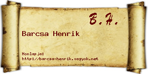 Barcsa Henrik névjegykártya